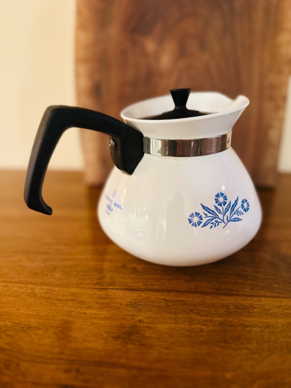 Vintage Corning Ware P-104 Blue Cornflower 6 Cup Coffee Tea Pot w/Lid USA